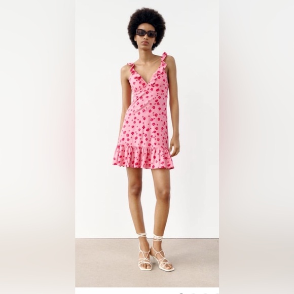 Zara Ruffled print Dress - Picture 3 of 7
